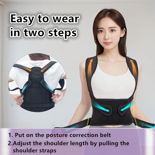 Back Brace for Women and Men,Shoulder Straightener,Back straightener,Adjustable Posture Corrector Suitable for Upper and Lower Back Pain Relief-Scoliosis,Hunchback,Spine Corrector(Black,S)