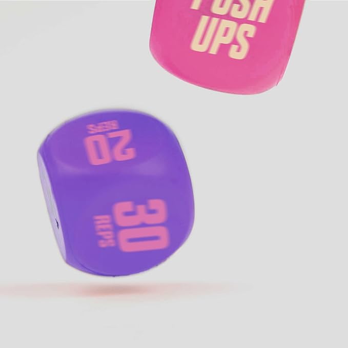 Phoenix Fitness Exercise Dice - Workout Dice Game for Cardio, HIIT Training and Exercise Classes - Training Includes Push Ups, Squats, Jumping Jacks, Crunches & Wildcard - Home and Gym