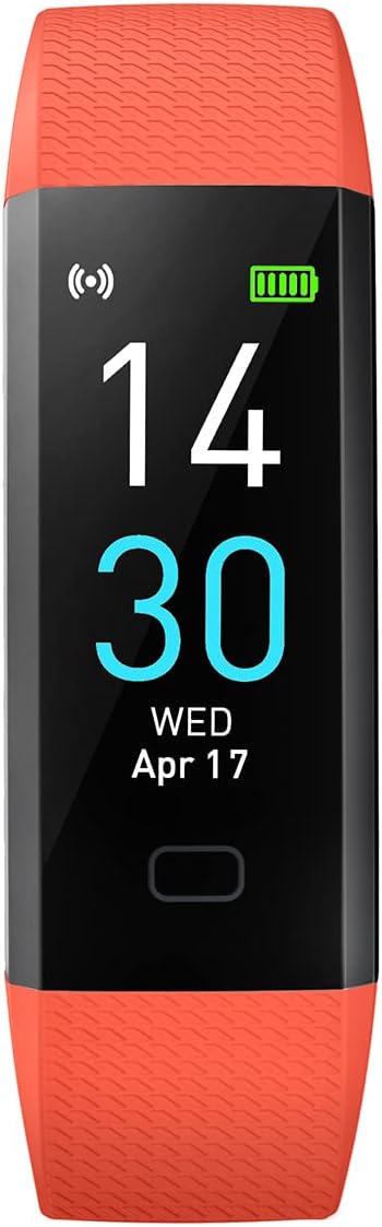 Atan Fitness Tracker with Heart Rate & Blood Oxygen Monitor – Smart Watch for Android & iOS, IP68 Waterproof, Sleep & Stress Tracking, Multi-Sport Mode, Step Counter, 7-Day Battery Life (Orange)
