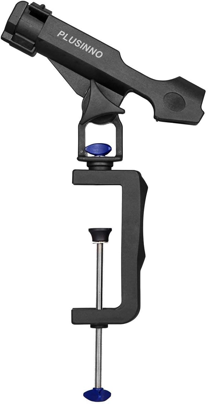PLUSINNO Fishing Boat Rods Holder Large Clamp Opening 360 Degree Adjustable Fishing Rod Racks Folding Holder