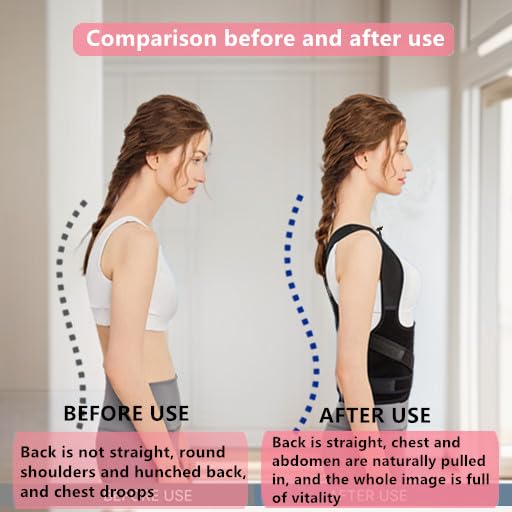 Back Brace for Women and Men,Shoulder Straightener,Back straightener,Adjustable Posture Corrector Suitable for Upper and Lower Back Pain Relief-Scoliosis,Hunchback,Spine Corrector(Black,S)