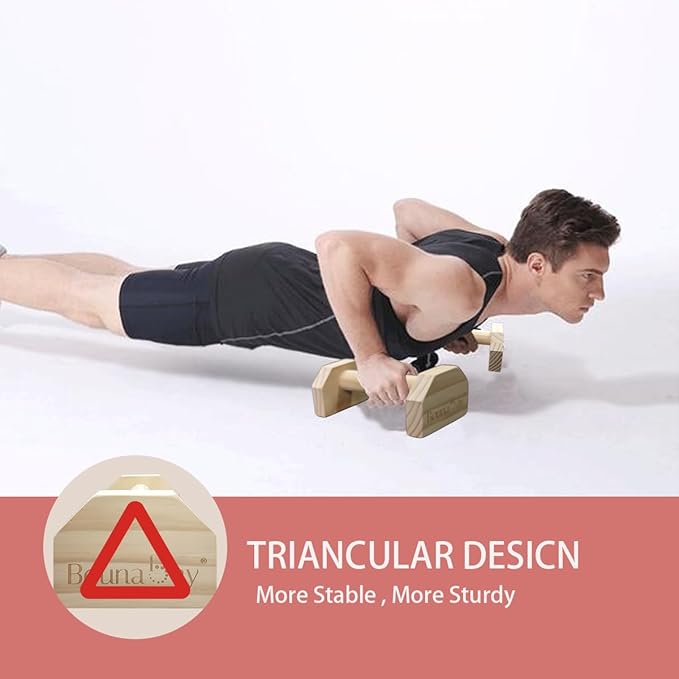 Push-up Stand, 2 PCS Wood Pushup Bars Non-Slip