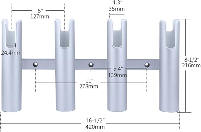 Aluminium Wall-Mounted Fishing Rod Holder for Boat, Garage & Marine - Holds Rods & Poles