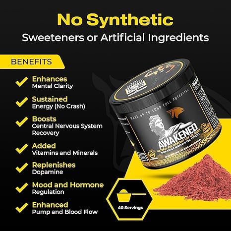 Awakened Natural Pre Workout Powder 12-in-1 | Conscious Energizer | Bee Pollen + N.O. Booster | Mucuna Pruriens, Tongkat Ali, Rhodiola, Alpha GPC & Trace Minerals | 40SV