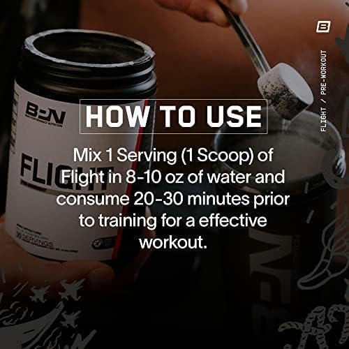 BARE PERFORMANCE NUTRITION BPN Flight Pre Workout, Supports Energy and Mental Focus, Improved Endurance & Muscle Pumps with CarnoSyn® Beta Alanine, Mango, 30 Servings