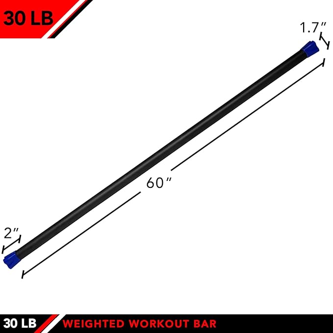 JFIT Weighted Workout Bars 7 Size 5-30lbs, Rubber