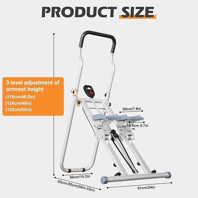 Vertical Climber Stair Stepper for Home, 300LBS Loading Capacity, Compact Folding Cardio Exercise Climber with Adjustable Step Range