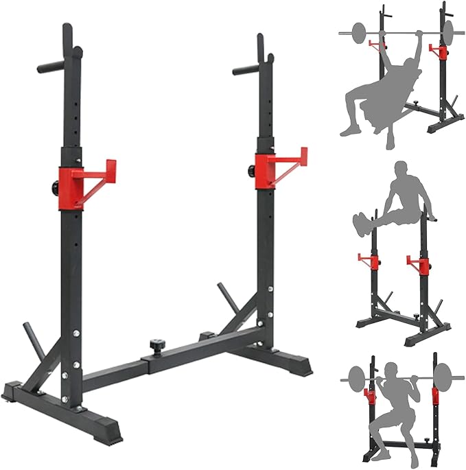 PLKO Multi-Function Squat Press Barbell Rack Stand, Height Adjustable Barbell,Max Load 550lbs,Fitness Exercise Equipment Home Gym