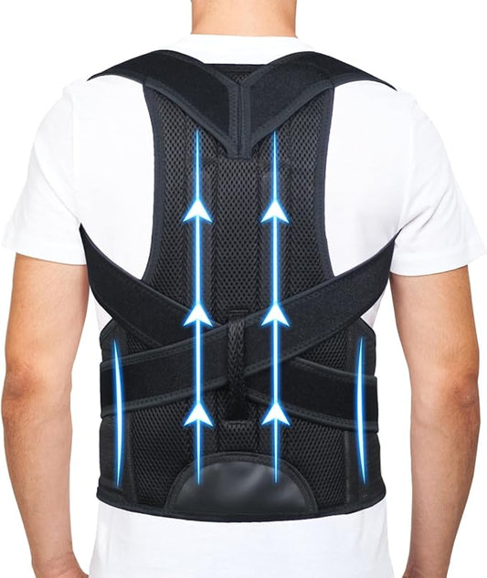 Back Brace Posture Corrector for Men and Women - Improve Posture, Lower Back and Waist Pain, Full Lumbar Support, Shoulder and Neck Stretcher, Adjustable Straps and Breathable Material XXL(42''-48'')
