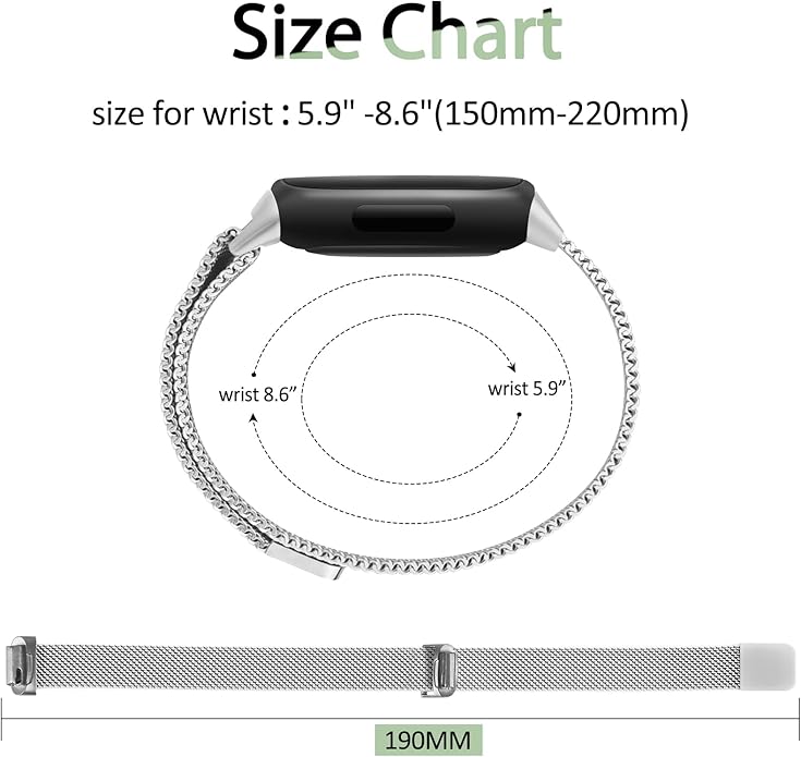 Amzpas band for Fitbit Inspire 3 Bands Women Men, Stainless Steel Mesh Loop Adjustable Magnetic Wristband Replacement Straps Compatible with Fitbit Inspire 3 Fitness Tracker