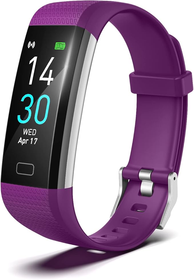 Atan Fitness Tracker with Heart Rate & Blood Oxygen Monitor – Smart Watch for Android & iOS, IP68 Waterproof, Sleep & Stress Tracking, Multi-Sport Mode, Step Counter, 7-Day Battery Life (Purple)