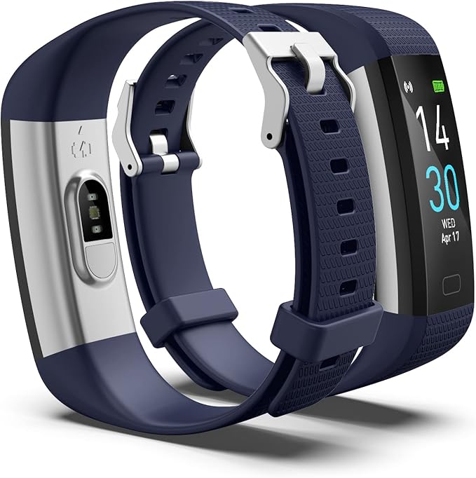 Atan Fitness Tracker with Heart Rate & Blood Oxygen Monitor – Smart Watch for Android & iOS, IP68 Waterproof, Sleep & Stress Tracking, Multi-Sport Mode, Step Counter, 7-Day Battery Life (Blue)