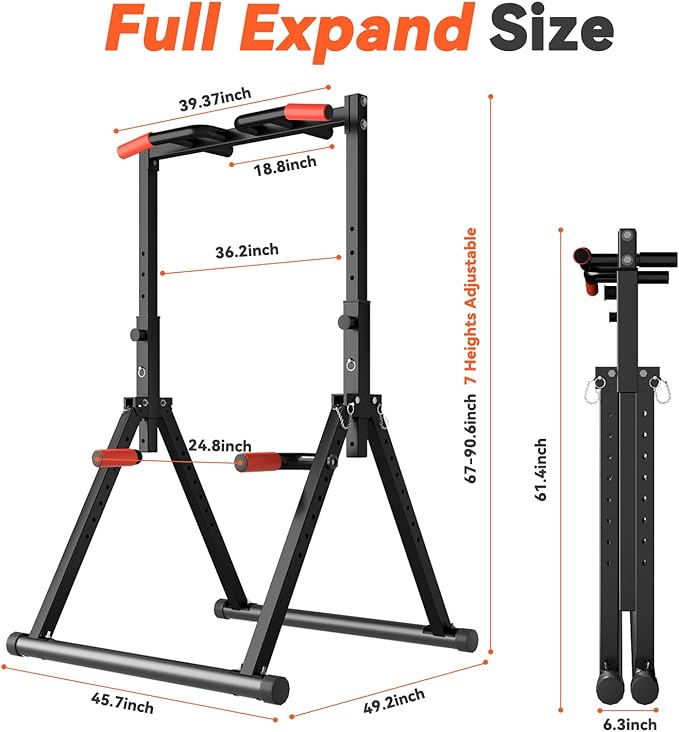 Power Tower Pull Up Dip Station Foldable 450LBS