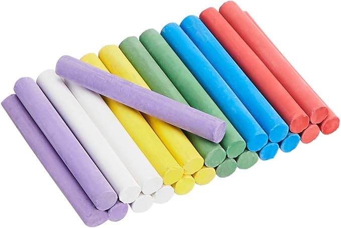 Amazon Basics Dustless Chalk with Eraser, 24 Count (Pack of 1), Assorted