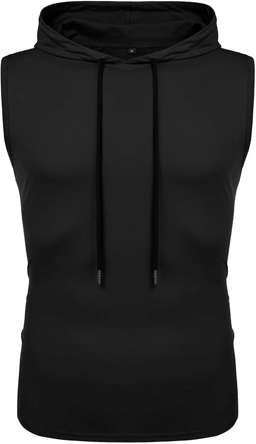 Babioboa Men's Workout Hooded Tank Tops Sleeveless Gym Hoodies Bodybuilding Muscle Shirts