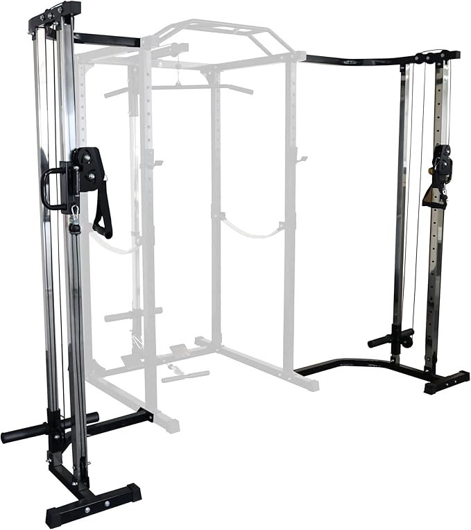 Multi-Function Adjustable Power Cage with J-Hooks, Safety Straps and Optional LAT Pulldown Attachment and Cable Crossover, Multiple Styles