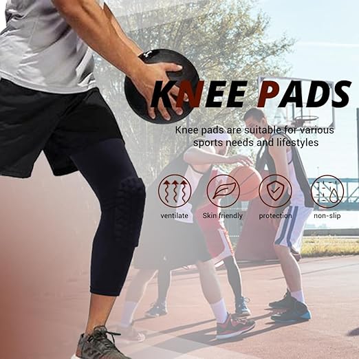 PISIQI Knee Pads Compression Pads Long Leg Sleeve Collision Avoidance Brace Protection Knee Sleeve for Basketball Football Volleyball Cycling (1 Pair)