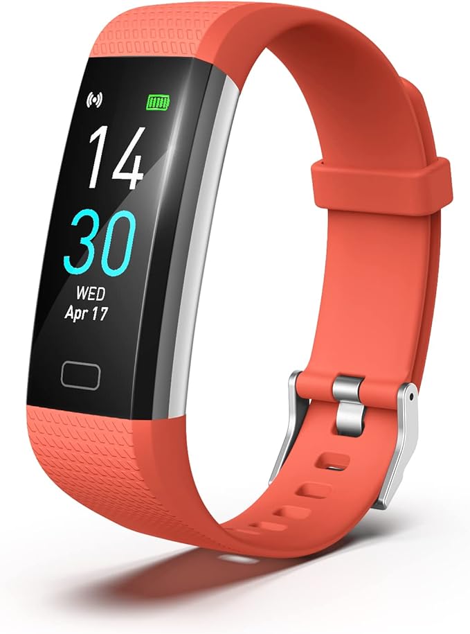 Atan Fitness Tracker with Heart Rate & Blood Oxygen Monitor – Smart Watch for Android & iOS, IP68 Waterproof, Sleep & Stress Tracking, Multi-Sport Mode, Step Counter, 7-Day Battery Life (Orange)