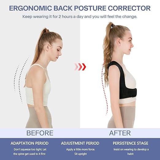 Back Brace Posture Corrector for Women and Men,Adjustable Shoulder Posture Brace,Upper Lower Pain Relief - Scoliosis,Hunchback,Hump,Spine Black (Large/X-Large)