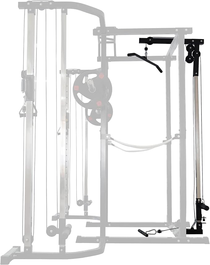Multi-Function Adjustable Power Cage with J-Hooks, Safety Straps and Optional LAT Pulldown Attachment and Cable Crossover, Multiple Styles