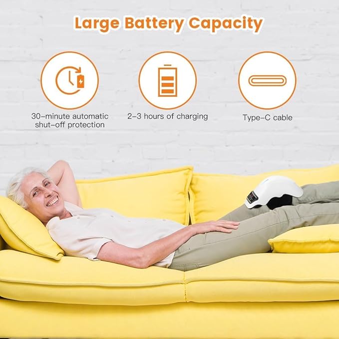 PRURYE Knee Massager, Cordless Knee Massager, Red Light Knee Therapy Device with Heat, 2025 Upgraded Pain Reliefer, 9 Levels of Heat and Vibration Models for Arthritis, Gift for Elders and Family
