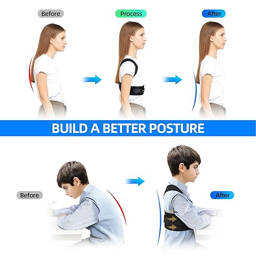 Posture Corrector for Women/Men/Kids, Adjustable Upper Back Brace for Back Pain Relief, Lightweight Posture Support Straightener for Teenagers Boys Girls to Improve Slouch, Prevent Humpback, L