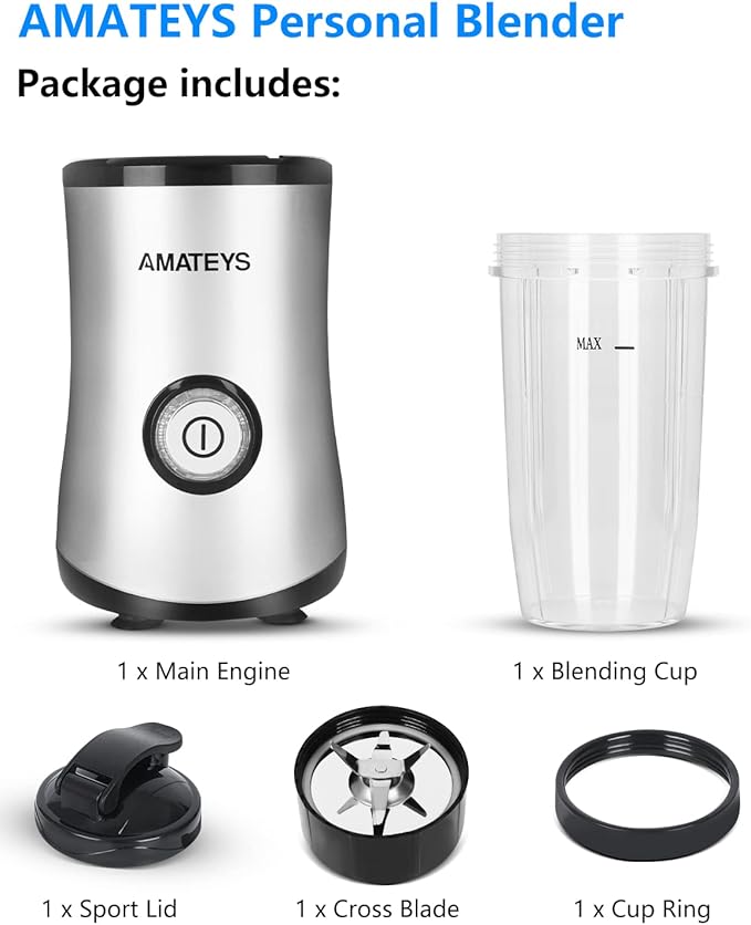 Personal Blender with Button, 350W Professional Kitchen Blender for Smoothies and Shakes, Portable, Easy Cleaning & Operation, Suitable for Carrying or Storage