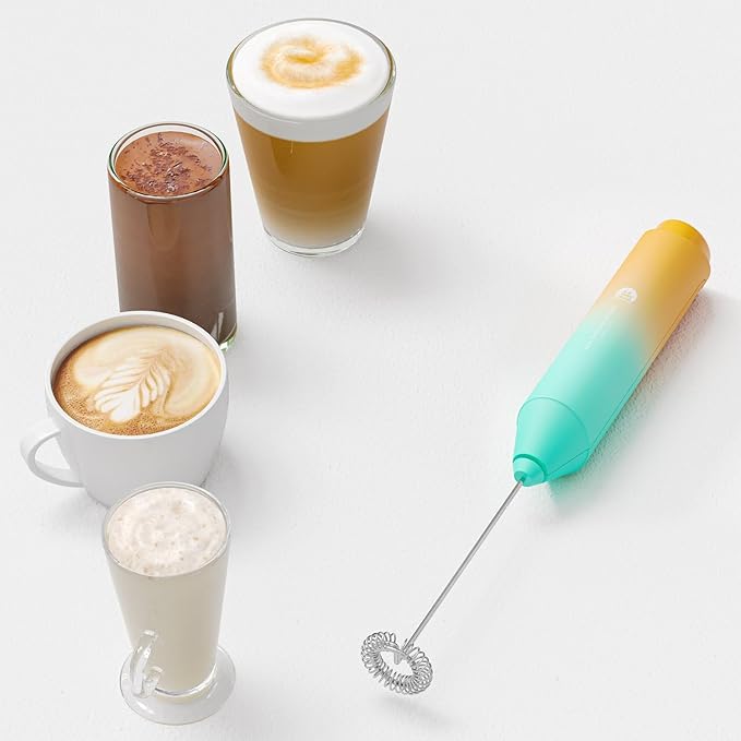 Powerful Milk Frother Handheld Foam Maker, Mini Whisk Drink Mixer for Coffee, Cappuccino, Latte, Matcha, Hot Chocolate, No Stand, Meadow