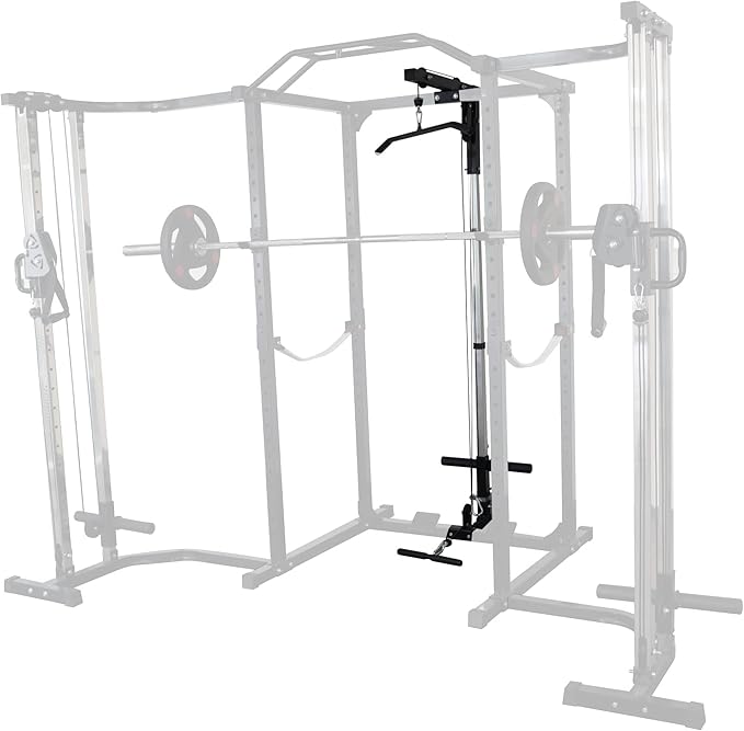 Multi-Function Adjustable Power Cage with J-Hooks, Safety Straps and Optional LAT Pulldown Attachment and Cable Crossover, Multiple Styles