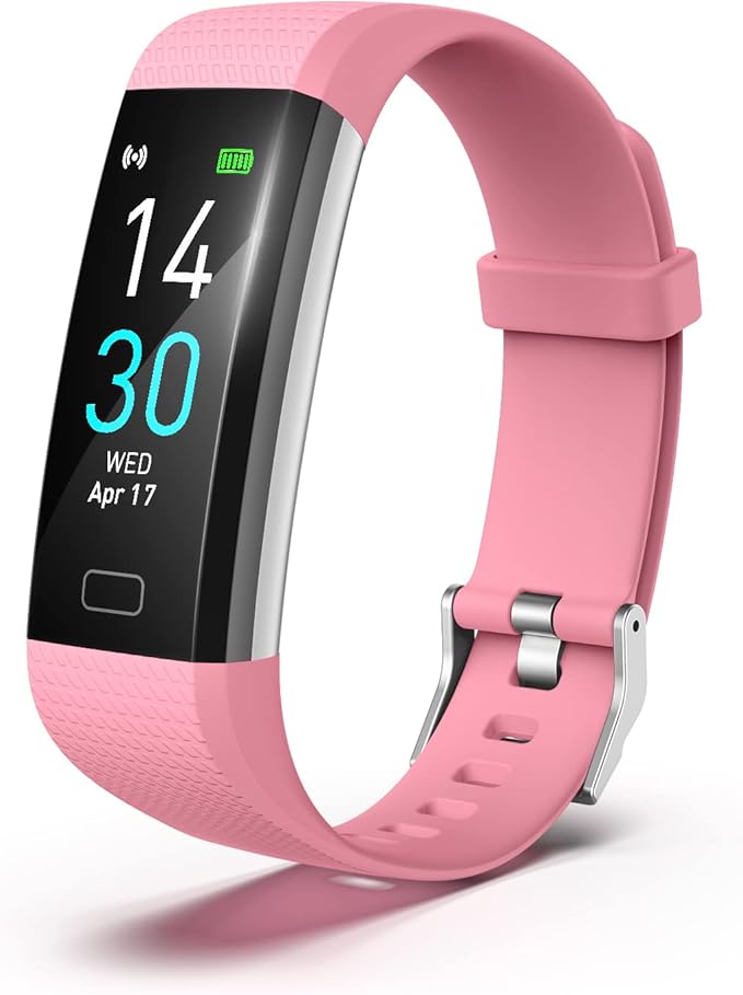 Atan Fitness Tracker with Heart Rate & Blood Oxygen Monitor – Smart Watch for Android & iOS, IP68 Waterproof, Sleep & Stress Tracking, Multi-Sport Mode, Step Counter, 7-Day Battery Life (Pink)