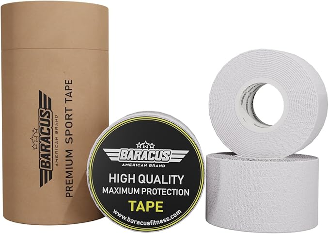 BARACUS Premium Thumb Tape Cross Training and Weightlifting for The Best Hook Grip - 23 ft Long - WOD Tape Chalk and Sweat Proof - Hook Grip Lifting Athletic Thumb Tape (Pure White)