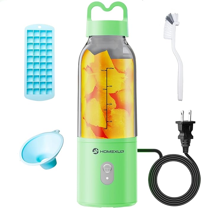 Portable 14OZ Juicer, High-Powered at 175W for Smoothies, Ice Blending, Juicing, and Food Processing , Compact, Convenient, and Versatile (Green)