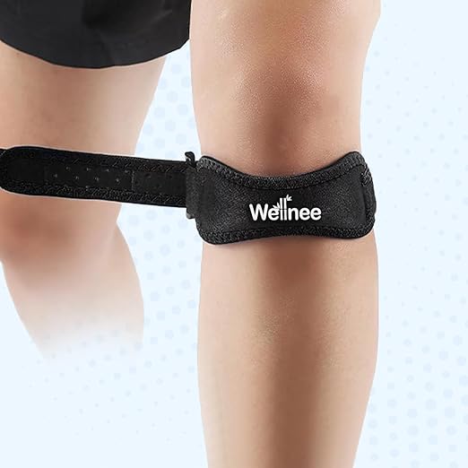 Patella Knee Strap – Adjustable Knee Brace for Support, Running, Basketball, Volleyball, Tennis, Hiking, and more – One Size Fits Most - Wellknee Knee support for Women & Men (1 Pack)