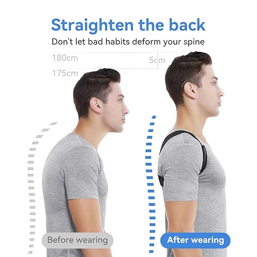 Posture Corrector for Women and Men - Adjustable Posture Corrector Women & Back Support Brace, Upper Spine Support - Neck, Shoulder, Clavicle and Back Pain Relief - Breathable