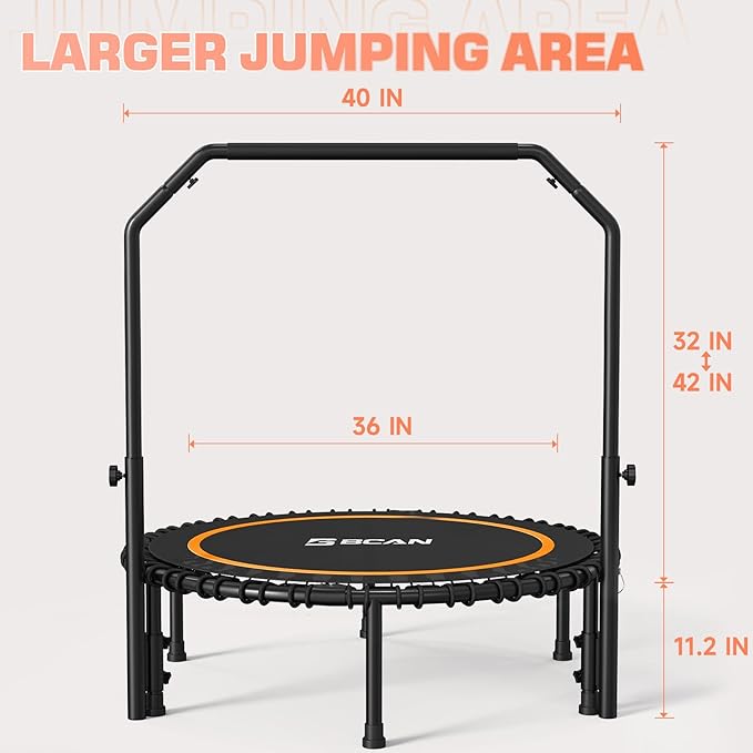 BCAN 450/550 LBS Foldable Mini Trampoline 40"/48" Fitness