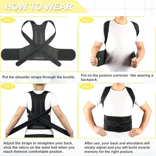 Posture Corrector for Women and Men, Back Brace Adjustable Back Straightener Support for Upper Back, Scoliosis and Hunchback Correction, Improves Posture and Pain Relief L(33"-37")