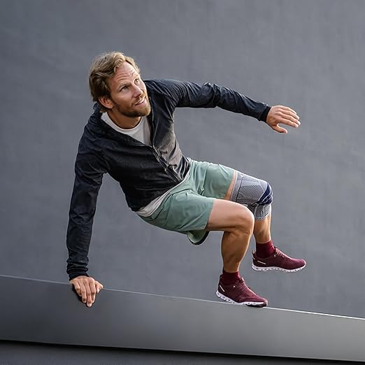 Bauerfeind GenuTrain Knee Support Brace (New Version) - Targeted Support for Pain Relief & Stabilization for Weak, Swollen & Injured Knees & Arthritis - Size 7C, Comfort - Color Nature