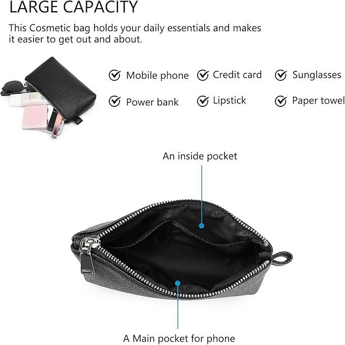 PU Leather Makeup Simple and Convenient Handbag Small Exquisite Storage Bag (Pu/Black)