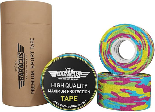 BARACUS Premium Thumb Tape Cross Training and Weightlifting for The Best Hook Grip - 23 ft Long - WOD Tape Chalk and Sweat Proof - Hook Grip Lifting Athletic Thumb Tape (Tropical Camo)