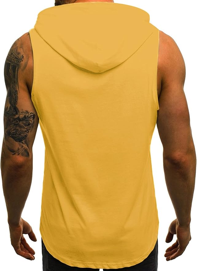 Babioboa Men's Workout Hooded Tank Tops Sleeveless Gym Hoodies Bodybuilding Muscle Shirts