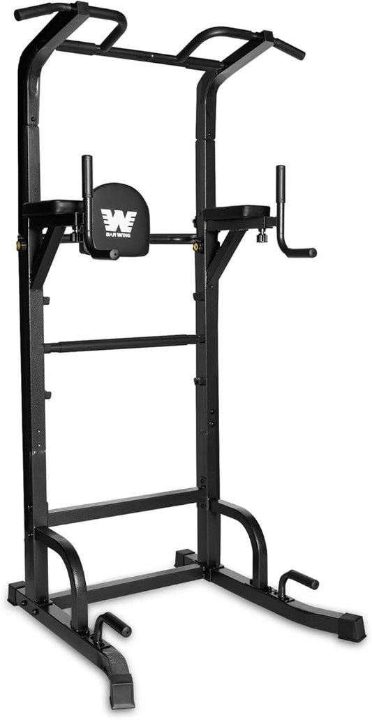 BARWING Pull Up Bar Station, Power Tower, Dip Station with 3D Backrest, Multi-Function Strength Training Stand Rack, Adjustable Height Dip Bar for Home Gym Workout Stand Fitness Exercise Equipment