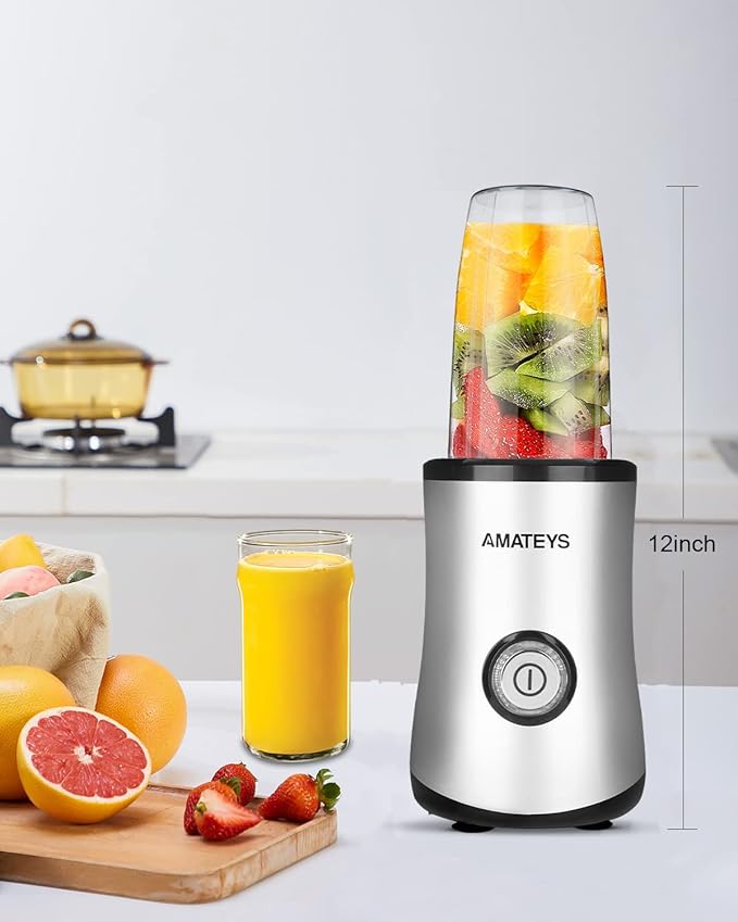 Personal Blender with Button, 350W Professional Kitchen Blender for Smoothies and Shakes, Portable, Easy Cleaning & Operation, Suitable for Carrying or Storage