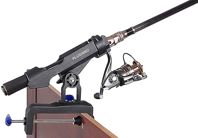 PLUSINNO Fishing Boat Rods Holder Large Clamp Opening 360 Degree Adjustable Fishing Rod Racks Folding Holder