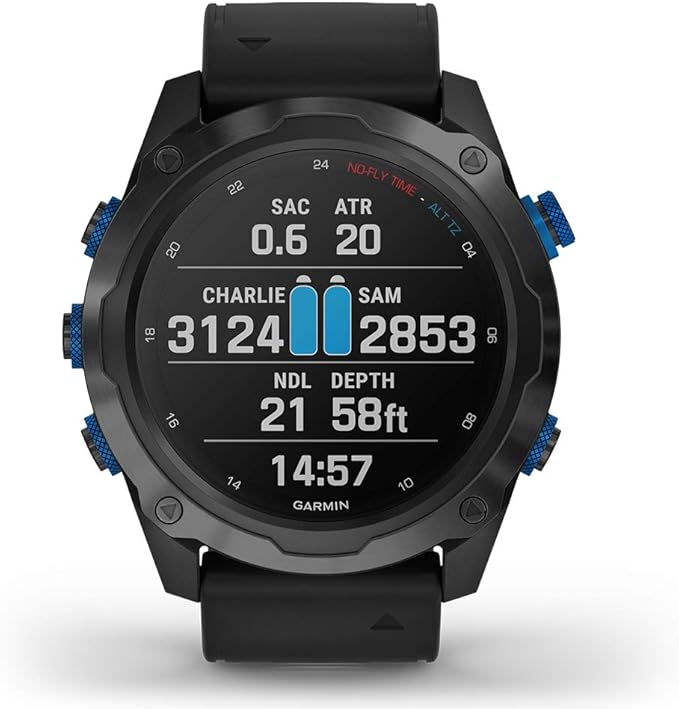 PlayBetter Garmin Descent Mk2i (Titanium Gray DLC/Black) Dive Computer Watch Gift Box Bundle - Air Integration, Multisport Training Features - Includes Portable Charger, Wall Adapter & Hard Case