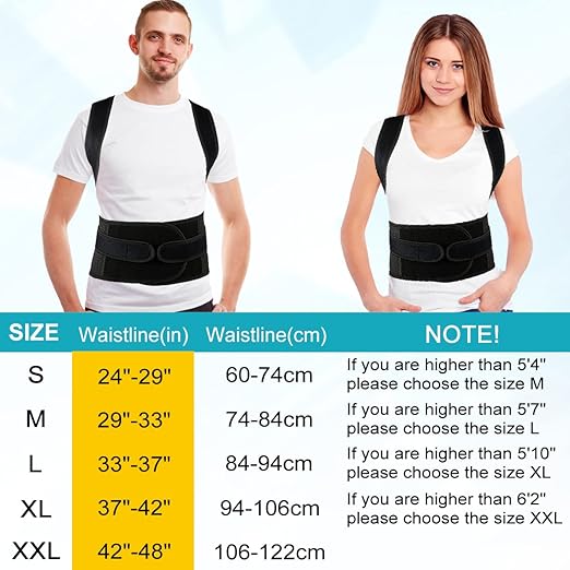 Back Brace Posture Corrector for Women and Men, Relief for Waist, Back and Shoulder Pain, Adjustable and Breathable, Improve Posture S(24"-29")