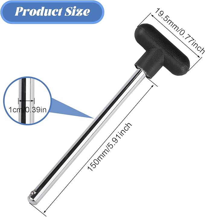 Fitness Universal Weight Stack Pin, Gym Pin Heavy Duty Replacement, Pin Tensile 3/8 Inch Diameter 5-1/2" Locking Space Weight Machine Pin for Home Gym Exercise Machine Parts & Accessories