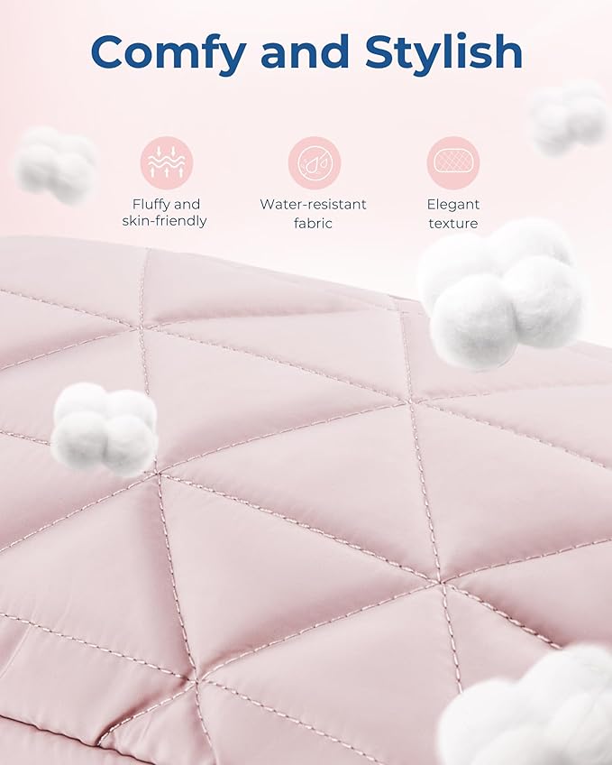 BAGSMART Makeup Bag Travel Cosmetic Bag, Puffy Padded Make Up Bags for Women Makeup Organizer Case, Wide-open Pouch Purse Travel Essentials Toiletries Accessories Brushes, (Dark Pink)