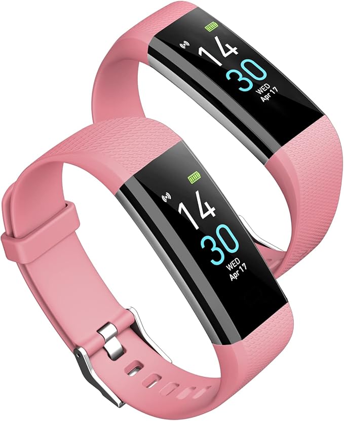 Atan Fitness Tracker with Heart Rate & Blood Oxygen Monitor – Smart Watch for Android & iOS, IP68 Waterproof, Sleep & Stress Tracking, Multi-Sport Mode, Step Counter, 7-Day Battery Life (Pink)