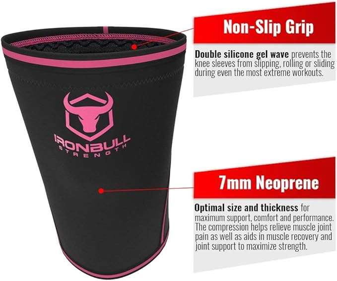 Iron Bull Strength 7mm Knee Sleeves (Pair) for Weightlifting & Powerlifting (USPA, IPL, IWF & USAW Approved) | High-Performance Knee Compression Support For Squats, Weight Lifting - Men and Women
