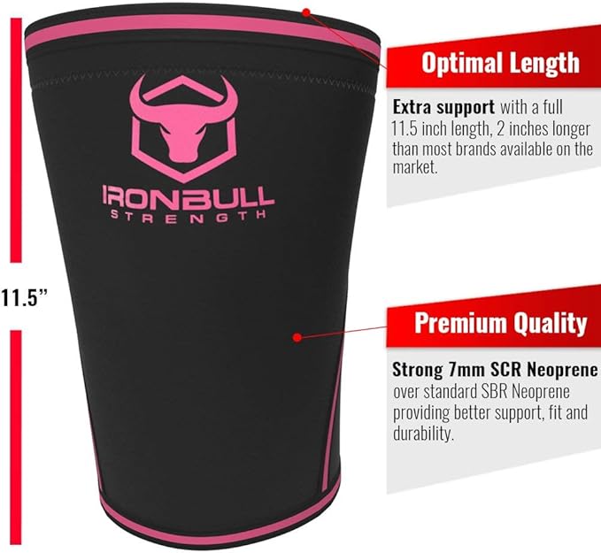 Iron Bull Strength 7mm Knee Sleeves (Pair) for Weightlifting & Powerlifting (USPA, IPL, IWF & USAW Approved) | High-Performance Knee Compression Support For Squats, Weight Lifting - Men and Women
